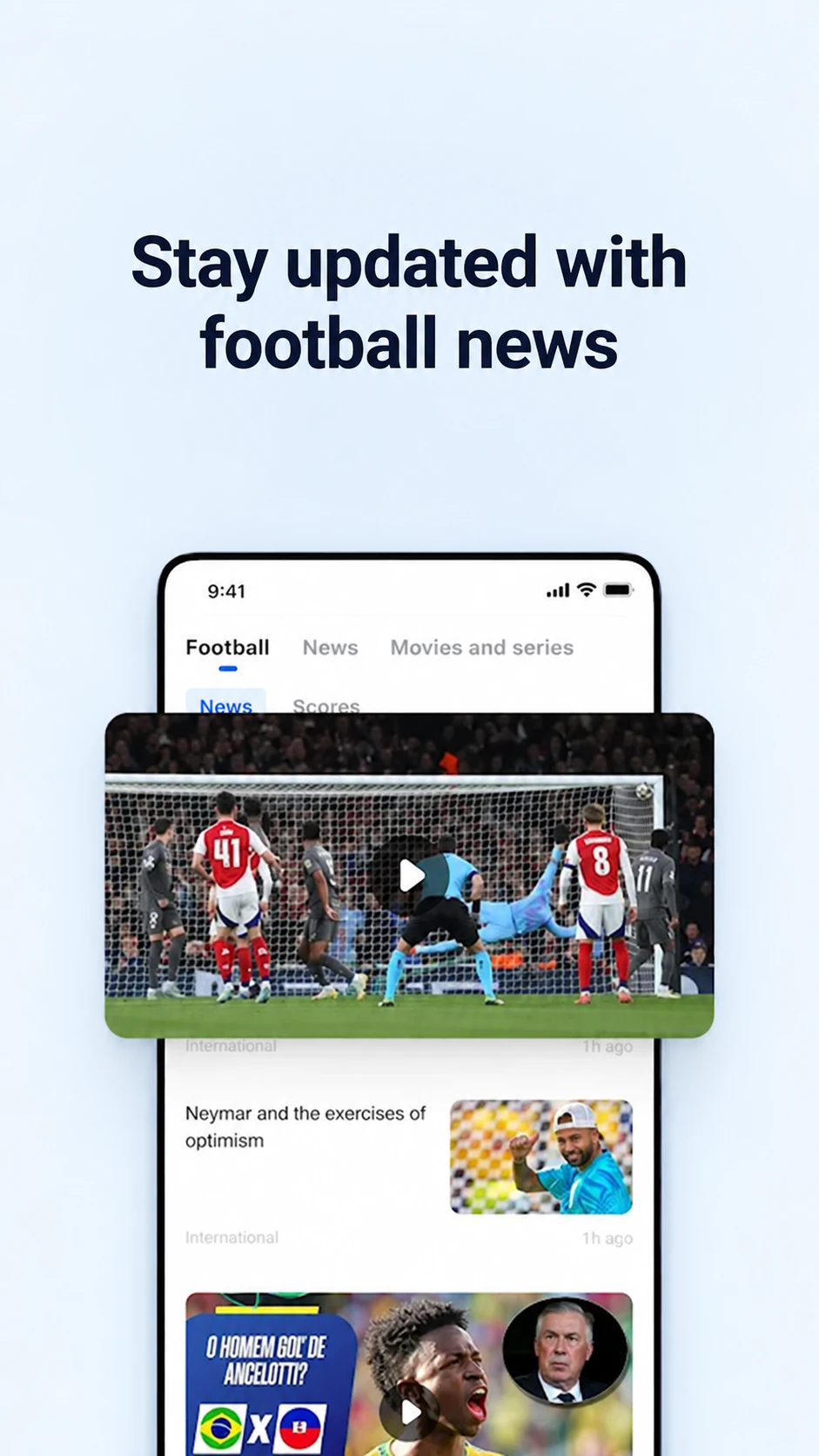 Zapi football news discovery screen